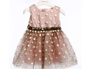 Monnalisa Bebe Girl Pink Polka Dot Tulle Dress size from 12M to 4 yr