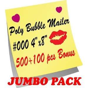  600 (500+100) #000 4x8 White Poly Bubble Mailer Envelope 