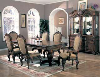 SAINT CHARLES FORMAL DINING TABLE SET 7 PIECE DOUBLE PEDESTAL 