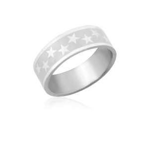  Ziovani Etched Twilight Stars Stainless Steel Ring, Size 5 