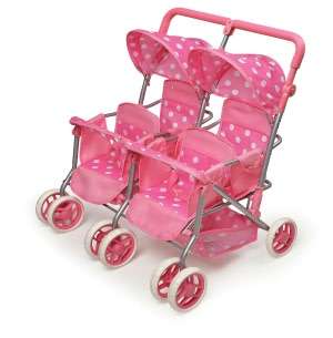   Quad Deluxe Doll Stroller   Pink with Polka Dots by Badger Basket Co