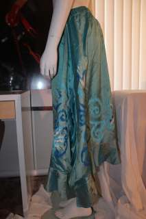 ZANDRA RHODES Hand Painted Vtg SILK Dress Skirt Sz 8  
