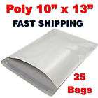 25 10x13 WHITE POLY MAILERS SHIPPING ENVELOPES BAGS  