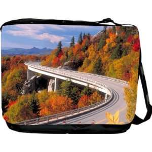  RikkiKnight Multicolored Autumn View Highway Messenger Bag 