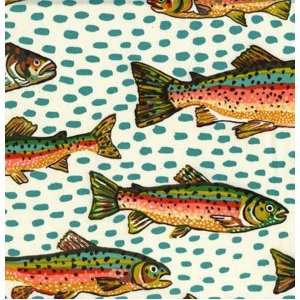  Terrie Mangat On the Rio Grande TROUT Ivory TM13 Fabric By 