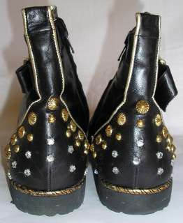 VINTAGE GORSUCH ENZO OF ROMA STUDDED ANKLE BOOTS 9.5 N BLACK LEATHER 