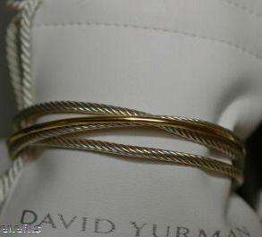 Davd Yurman 3mm 3 Row Crossover Cuff Bracelet sterling silver 18k 