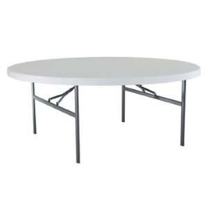   48 Round Commercial Folding Table, White, Seats 10