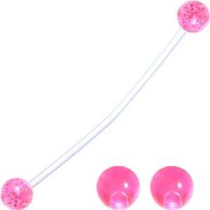  Pregnant Belly Button Ring Pink and Pink Glitter Pack 