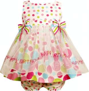   Baby Girls BRIGHT BIRTHDAY DOT Size 12M Dress 2pc Clothes NWT  