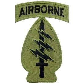 PATCH SPECIAL FORCES AIRBORNE SUBDUED GREEN ARMY CAP HAT JACKET PATCH 