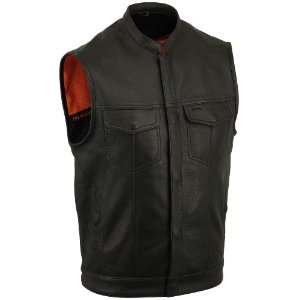   Leather Single Panel Back Dual Side Concealment Vest (Men) Automotive