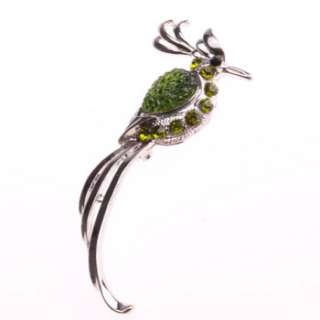 New Design Hot Unique Beautiful Bird Green Crystal Brooch Pin PK1366 