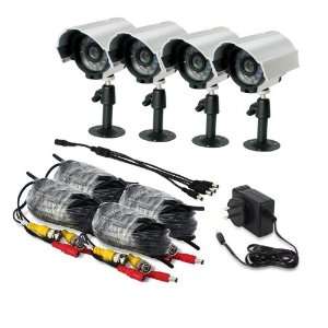  AFFORDABLE 4 Pack 480TVL night Vision Cameras with Cables 