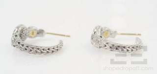John Hardy Sterling Silver & 18K Gold Diamond .32 ct Huggie Earrings 