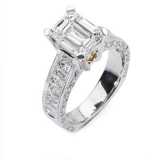 48 Ct Emerald Cut Diamond Engagement Ring Platinum  