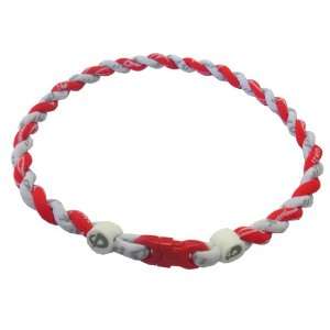  Phiten Titanium X30 Tornado Tribal Red/White 16 Necklace 