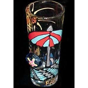 Beach Party Design   Hand Painted   Collectible Shooter Glass   1.5 oz 