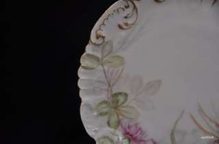 LIMOGES FRANCE Hand Painted Floral Magenta & GOLD PLATE Artist K.B 