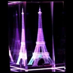  Eiffel Tower 3D Laser Etched Crystal includes Two Separate 