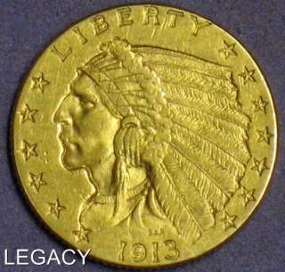 1913 P $2.50 INDIAN HEAD GOLD COIN AU EARLY DATE (EIP  