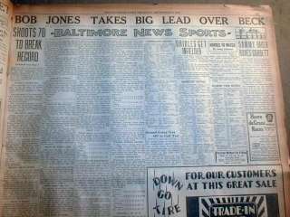 1928 newspaper w displayable BOBBY JONES photo US Amateur Open Golf 