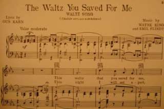 Vintage 1930 THE WALTZ YOU SAVED FOR ME Sheet Music (O)  