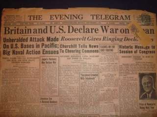   HARBOR U.S. JAPANESE ATTACK DECEMBER 8 1941 OLD WAR NEWSPAPER  
