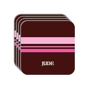 Personal Name Gift   JUDE Set of 4 Mini Mousepad Coasters (pink 