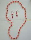 Vintage 1960s Vibrant Red Glass Necklace & Earrings Se