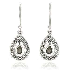  Sterling Silver Marcasite Teardrop Earrings Jewelry