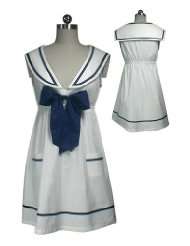 White Sailor Bow Tie Mini Dress   Tokyo fashion Dress   Size 10 / M