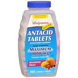   Antacid/Calcium Supplement Chewable Tablets, Assorted Fruit, 160 ea