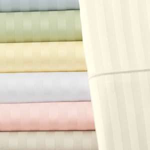 Sferra Marianna Stripe Butter Queen Sheet Set Yellow Cotton Sateen 