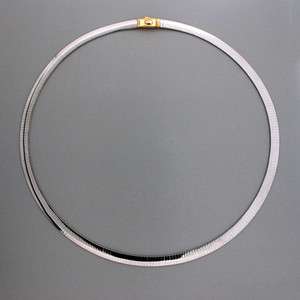 14K ARAFIN DESIGN 20 INCH 6MM 2 SIDED YELLOW AND WHITE GOLD OMEGA 