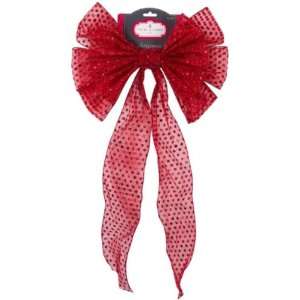  Trim a Home Red Sheer Bow with Red Glitter Dots Christmas 