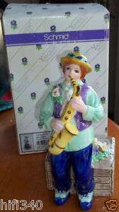 Schmid Yamada Ceramic Clown Music Box Saxaphone player  