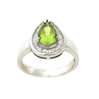 14KT WHITE GOLD   1.86CTW PERIDOT AND DIAMOND RING  