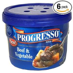 Progresso Soup, Beef and Vegetable, 15 Ounce Microwavable Bowls (Pack 
