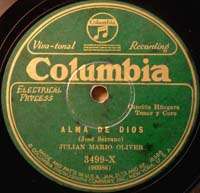 JULIAN M. OLIVER Columbia 3499 X SPANISH SONGS 78 RPM  
