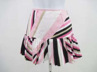 ELIE TAHARI Pink Striped Geometric Pleated Mini Skirt 4  