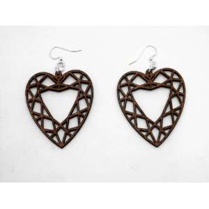  Brown Guarded Heart Wooden Earrings GTJ Jewelry