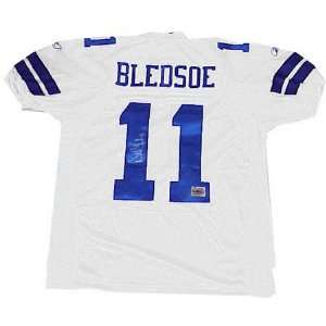  Drew Bledsoe Dallas Cowboys Autographed White Jersey 