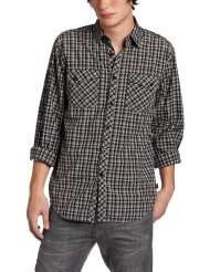 Modern Culture Mens Plaid Woven Shirt with Graphic on Back