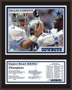  Cowboys Aikman Smith Irvin Sublimated 12x15 Plaque Super Bowl XXVII