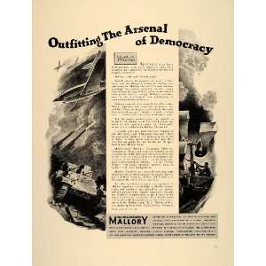   Ad P. R. Mallory & Co. Arsenal of Democracy WWII   Original Print Ad