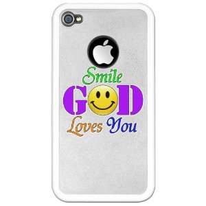   iPhone 4 or 4S Clear Case White Smile God Loves You 