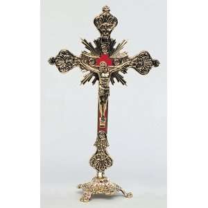  Fine All Metal Freestanding Crucifix, 12in., Silver