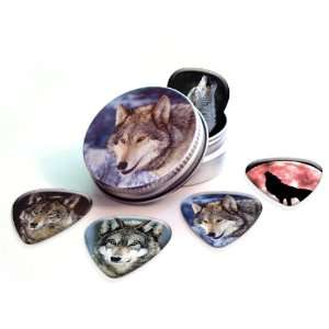Wolves (Wolf) Premium Guitar Picks x 5 With Tin