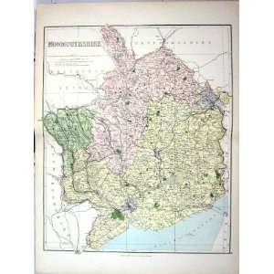   Map England 1885 Monmouthshire Newport Abergavenny